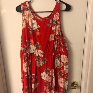 Torrid size two red floral sleeveless top